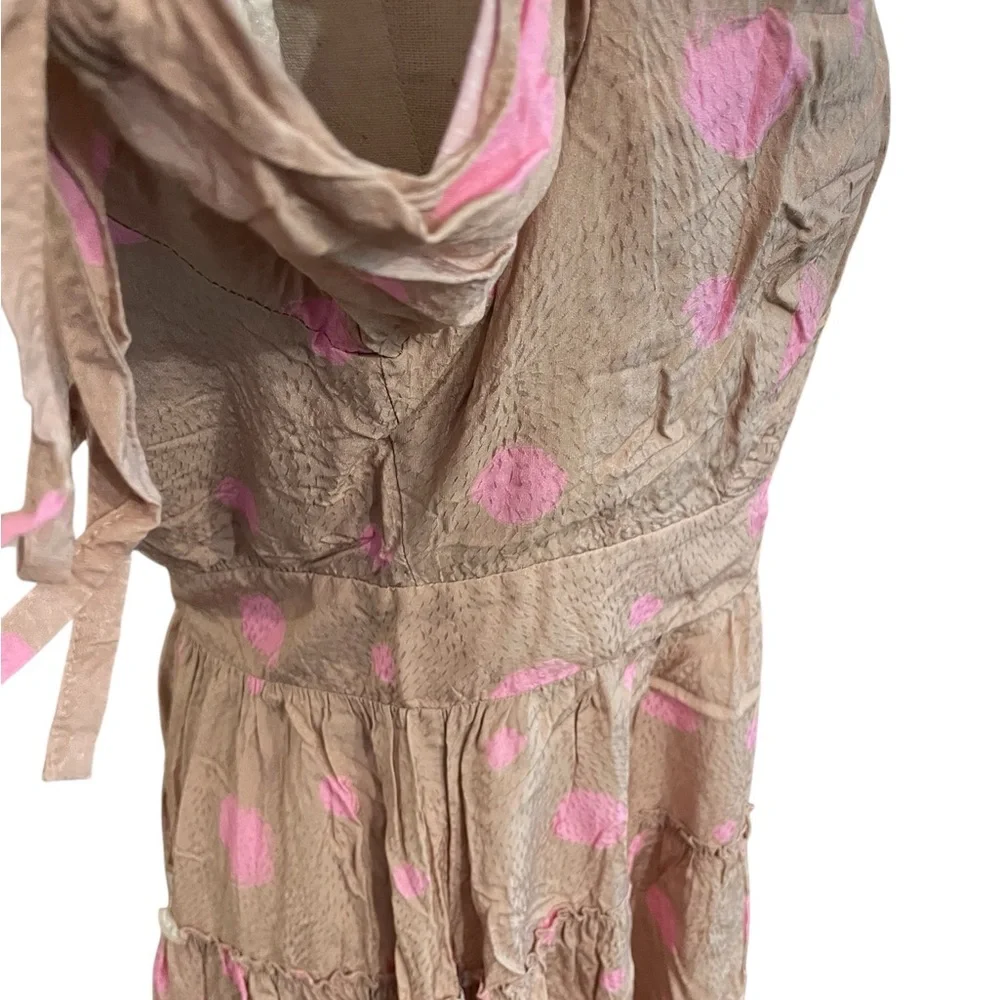 Ted Baker London Stefina Pastel Brown/Pink Polka Dot Tiered Mini Dres